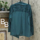 DG2 by Diane Gilman Eco-Ponte Knit Drape Front Easy Jacket Green Snake Large