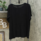 DG2 by Diane Gilman Women's Slub Burnout Pocket T-Shirt Black Plus 1X