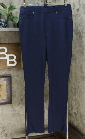 DG2 by Diane Gilman Pull On Stretch Ponte Boot Cut Pants Navy Large Tall
