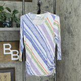 Susan Graver Women's Printed Sweater Knit Top With Ruched Side Ties