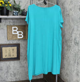 Eileen Fisher Women's Asymmetrical Side-Stretch Jersey Shift Dress Turquoise XL