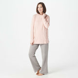 AnyBody French Terry Sweatshirt Hoodie With Side Snaps Pink Sand Small