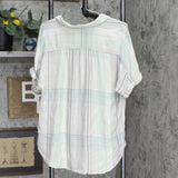 Universal Thread Women's Plaid Short Sleeve Button-Down Camp Shirt Green L