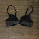 Auden Everyday Lightly Lined Cotton Demi T-Shirt Bra Dark Charcoal Gray 36A