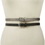 INC International Concepts Women's 2 PACK Solid and Snake Skinny Belts