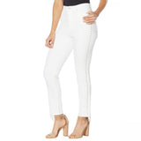 DG2 by Diane Gilman Womens Embellished Side Stripe Fringe-Hem Jean White 8