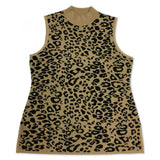 JM Collection Plus Size Leopard Sleeveless Mock Neck Sweater