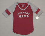 Fifth Sun Women's 3/4 Sleeve FUR BABY MAMA Funny Graphic Baseball T-Shirt