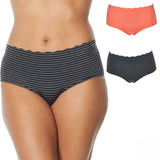Rhonda Shear Women's Plus Size 2 Pack Striped Body Brief Panties