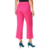 DG2 by Diane Gilman Women's Plus Size Stretch Linen Blend Crop Pants