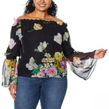 Rarities by Carol Brodie Women's Plus Size Bohemian Off Shoulder Top
