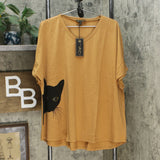 DG2 by Diane Gilman Women's Plus Size Sequined Kitty T-Shirt