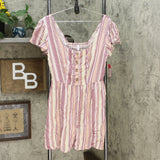 Xhilaration Women's Striped Short Sleeve Button-Front Mini Dress