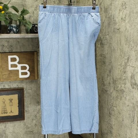 DG2 by Diane Gilman SoftCell Denim Wide-Leg Pants Chambray PL