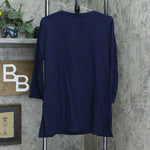 Isaac Mizrahi Live! Pima Cotton Tunic Top with Long Side Slits Navy Large