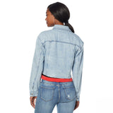 Skinnygirl Women's Plus Size Studded Cropped Denim Jean Jacket