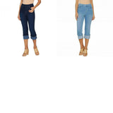 Belle by Kim Gravel Women's Flexibelle Pull On Cuffed Capri Jeans