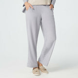 Cuddl Duds Stretch Woven Lounge Pants with Tuxedo Stripe Cloud Grey XL