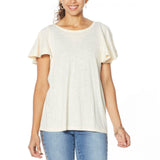 NWT DG2 by Diane Gilman Women's Flutter-Sleeve T-Shirt Large