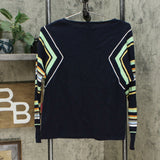 NWT Vince Camuto Womens Striped-Sleeve Sweater. 9169231 XX-Small