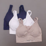 Rhonda Shear 3 Pack Cotton Blend Ahh Bras With Lace Inset Blue Multi XL
