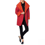 MarlaWynne Women's Reversible Lightweight Quilted Coat Burnt Orange Medium