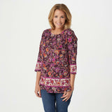 Susan Graver Plus Size Weekend Printed Cotton Modal Tunic Top
