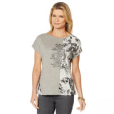 DG2 by Diane Gilman Women's Mixed Media Embroidered Front Seam Blouse