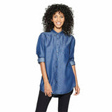 A New Day Women's Long Sleeve Any Day Tunic Button Front Shirt Top Blouse