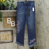 DG2 by Diane Gilman Women's Tall Embellished Fringe Hem Cropped Jeans