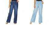 DG2 by Diane Gilman Women's Petite SoftCell Chambray Wide Leg Pants