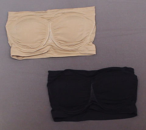 Rhonda Shear 2 Pack Underwire Bandeau Bras Black / Nude Small