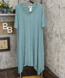 LOGO by Lori Goldstein Plus Size Lounge Handkerchief Hem Jersey Dress