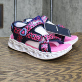 Skechers Girls' Lifestyle Lights Heart Savvy Cat Sandal Hot Pink / Blue 2