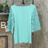 DG2 by Diane Gilman Lace Half Sleeve Knit Top
