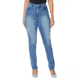 DG2 by Diane Gilman Women's Petite Embellished Distressed Skinny Jeans