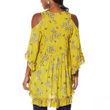 DG2 by Diane Gilman Women's Printed Ruffle Poncho Blouse