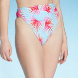 Xhilaration Women's Tropical Print High Leg High Waist Bikini Bottom