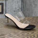 Allegra K Womens Clear Strap Stiletto Heels Black 7
