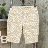 DG2 by Diane Gilman Pull On Bermuda Shorts Khaki Paisley Petite Medium