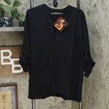 IMAN Women's Global Chic Asymmetric Y-Neck Top