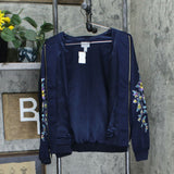 Susan Graver Women's Embroidered Peachskin Bomber Jacket