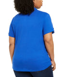 Karen Scott Plus Size Johnny Collar Cotton Knit Top