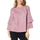 DG2 by Diane Gilman Women's DG Downtime Butterfly Fleece Sweatshirt