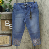 DG2 by Diane Gilman Women's Petite Snake Embellished Skinny Ankle Jeans
