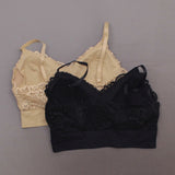 Rhonda Shear 2 Pack Lace Leisure Bras With Removable Pads Black/ Nude Large