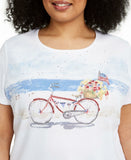 NWT Karen Scott Plus Size Embellished Bicycle Knit Top. 100089328WN Plus 2X