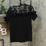 DG2 by Diane Gilman Women's Crochet and Ruffle Shirt Black Small