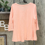 Denim & Co. Essentials Women's V Neck 3/4 Sleeve Top Soft Peach Large