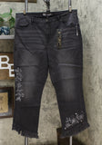 DG2 by Diane Gilman Women's Tall Embellished Fringe Hem Cropped Jeans